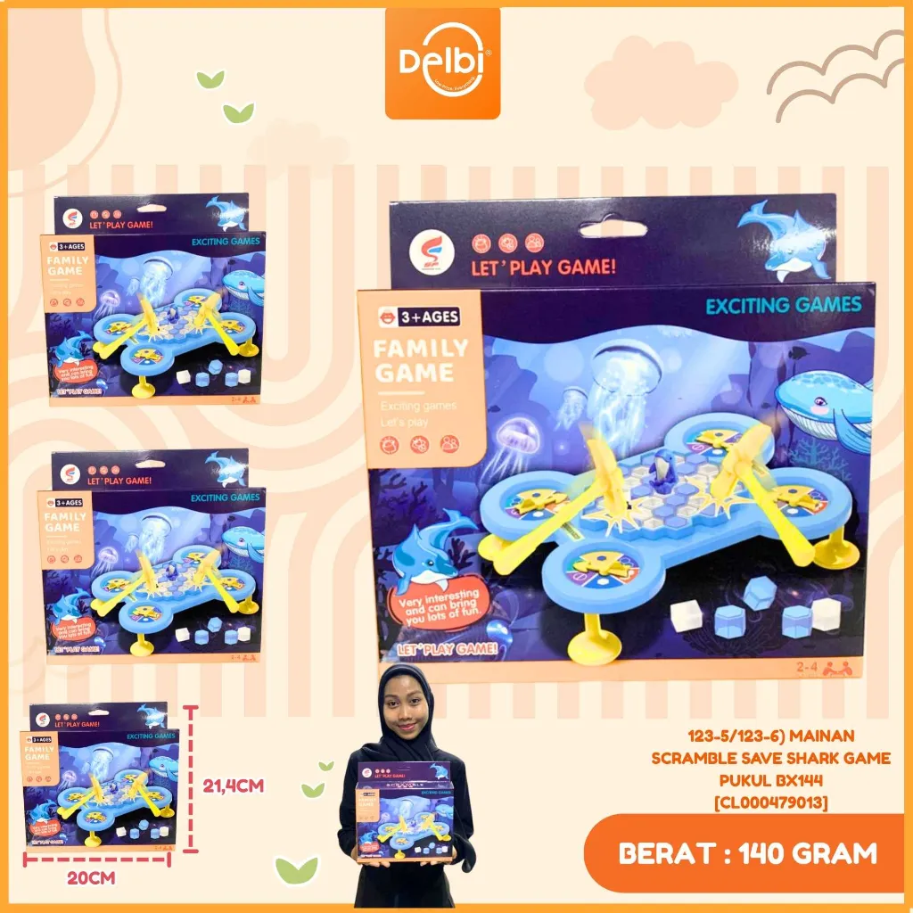 [CL000479013] (123-5/123-6) MAINAN SCRAMBLE SAVE SHARK GAME PUKUL BX144