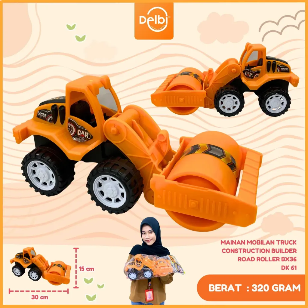 [DK 61] MAINAN MOBILAN TRUCK CONSTRUCTION BUILDER ROAD ROLLER PLASTIK PP BX36