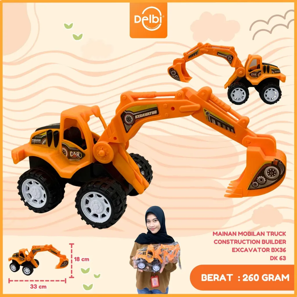 [DK 63] MAINAN MOBILAN TRUCK CONSTRUCTION BUILDER EXCAVATOR PLASTIK PP BX36