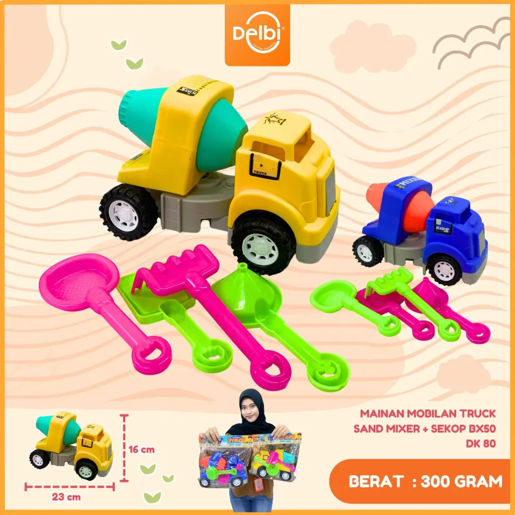 [DK 80] MAINAN MOBILAN TRUCK SAND MIXER + SEKOP TRUK MOLEN PLASTIK PP BX50
