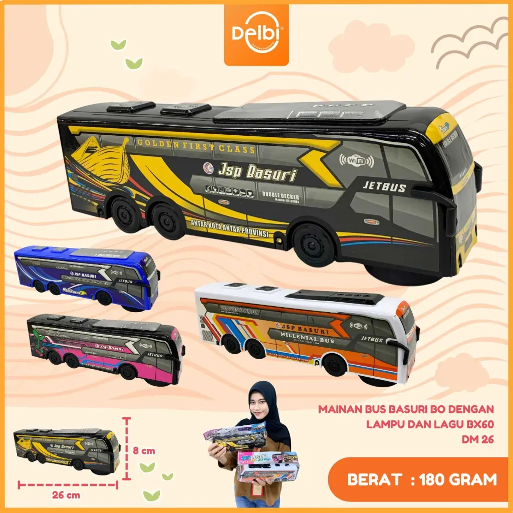 MAINAN BUS BASURI BO DENGAN LAMPU DAN LAGU BX60