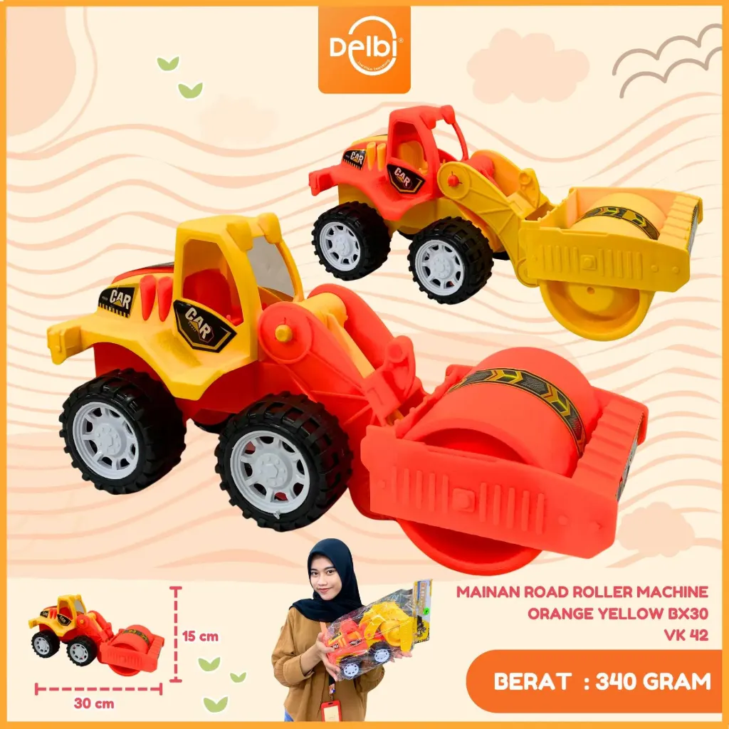 [VK 42] MAINAN ROAD ROLLER MACHINE ORANGE YELLOW BX36