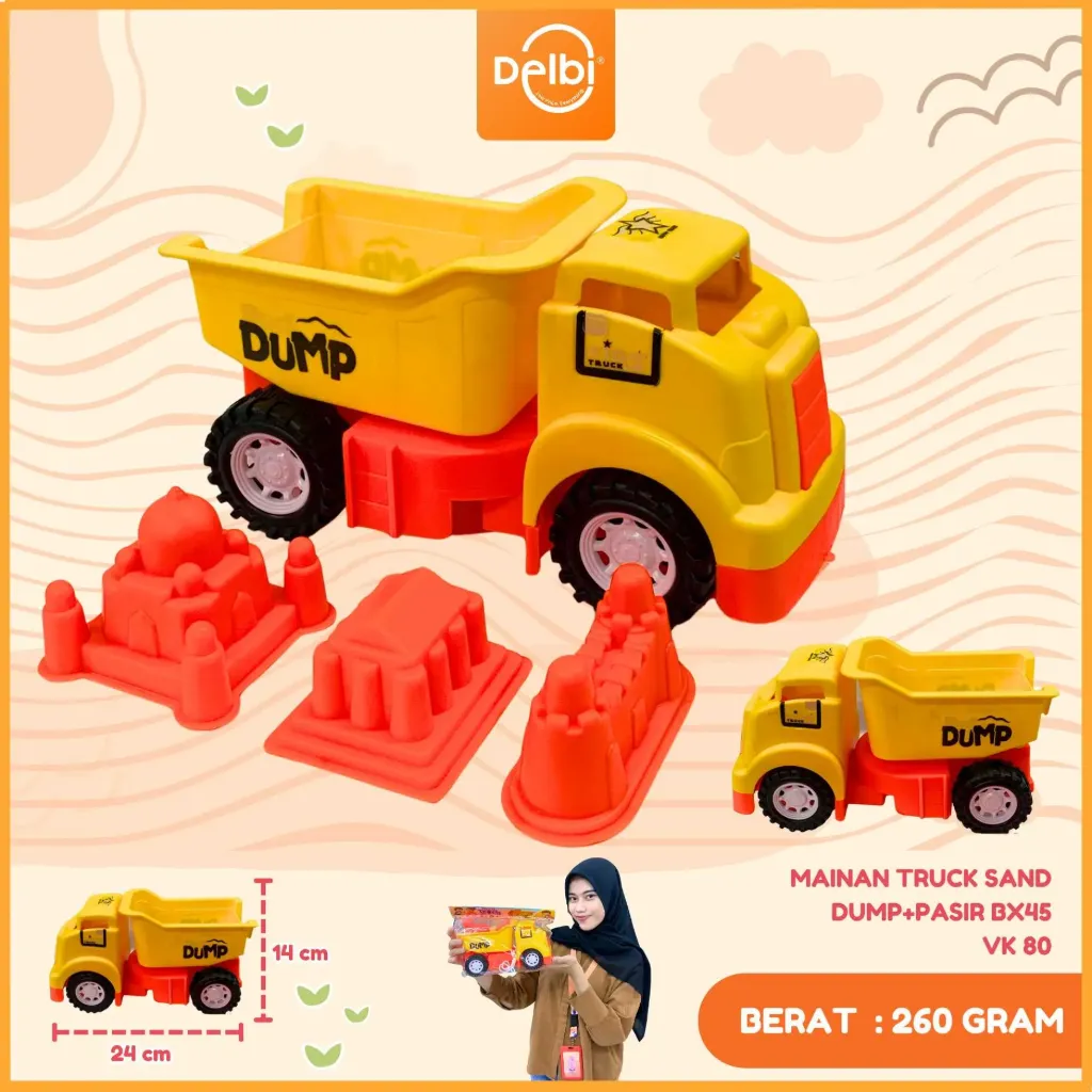 MAINAN MOBILAN TRUCK SAND DUMP+PASIR TRUK MUATAN PASIR PLASTIK PP BX45