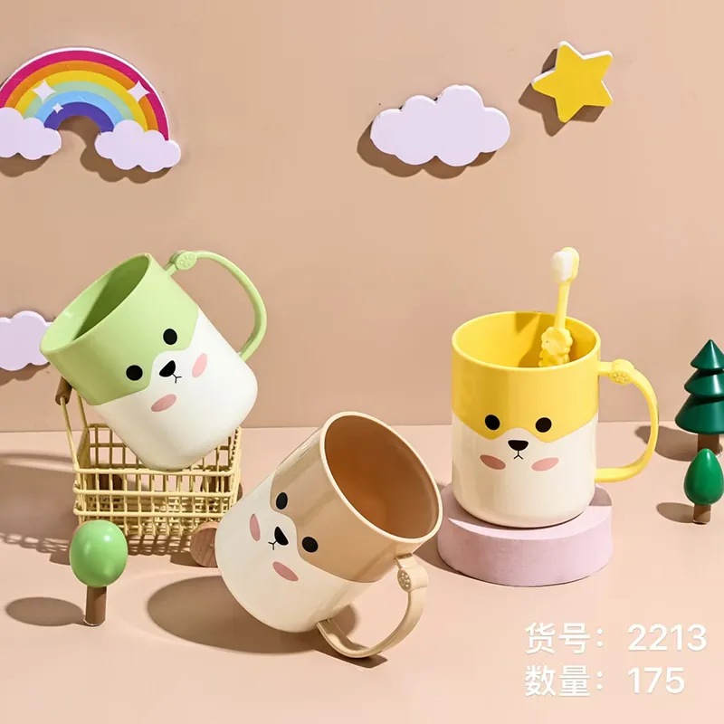 (SZ-2213) GELAS LUCU MOTIF EKSPRESI WAJAH PUPPY TOOTHBRUSH CUP FOR KIDS BX175