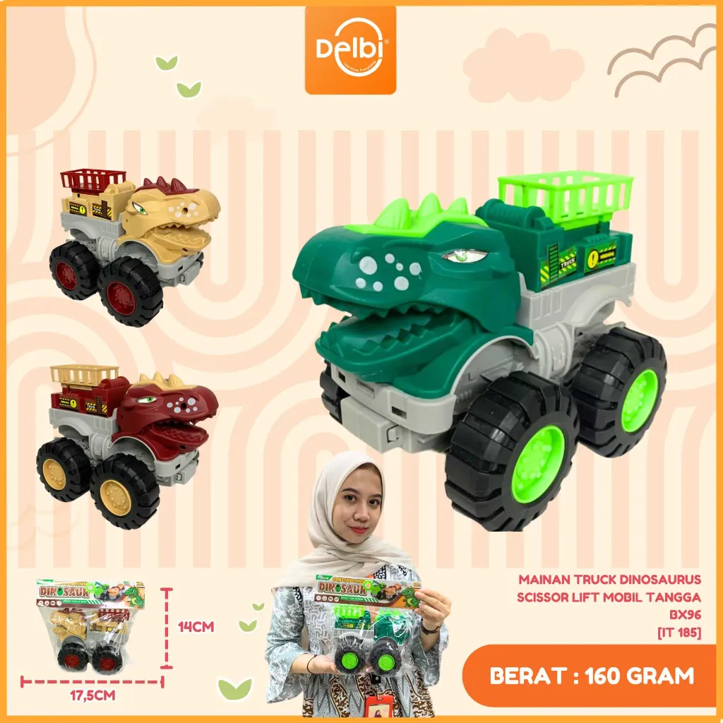 [IT 185] MAINAN TRUCK DINOSAURUS SCISSOR LIFT MOBIL TANGGA PLASTIK PP BX96