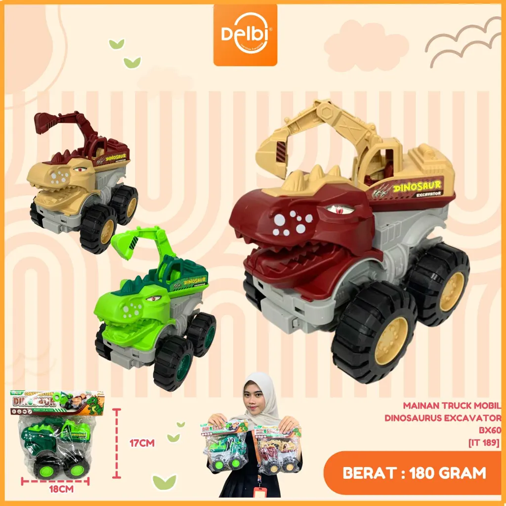 MAINAN TRUCK MOBIL DINOSAURUS EXCAVATOR PLASTIK PP BX60