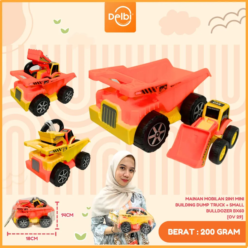 [OV 29] MAINAN MOBILAN 2IN1 MINI BUILDING DUMP TRUCK + SMALL BULLDOZER BX60