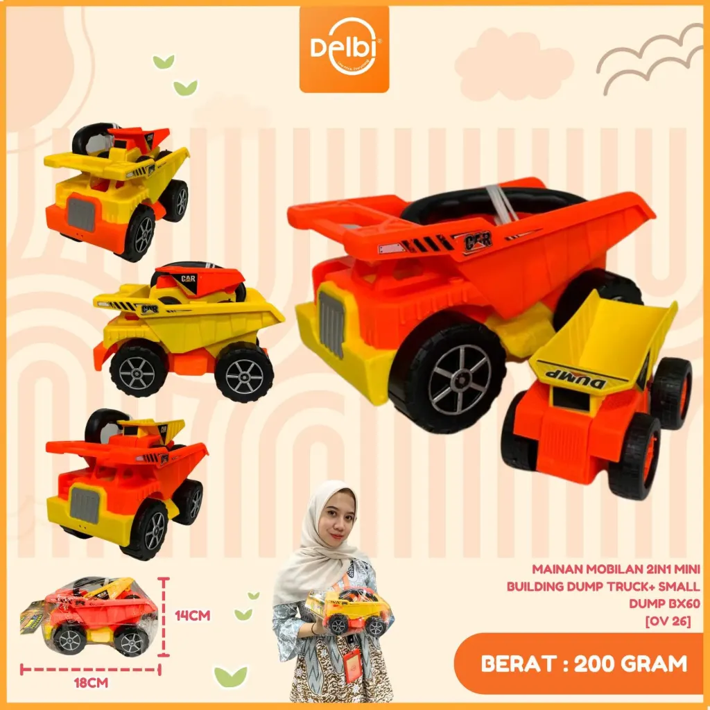 [OV 26] MAINAN MOBILAN 2IN1 MINI BUILDING DUMP TRUCK+ SMALL DUMP BX60