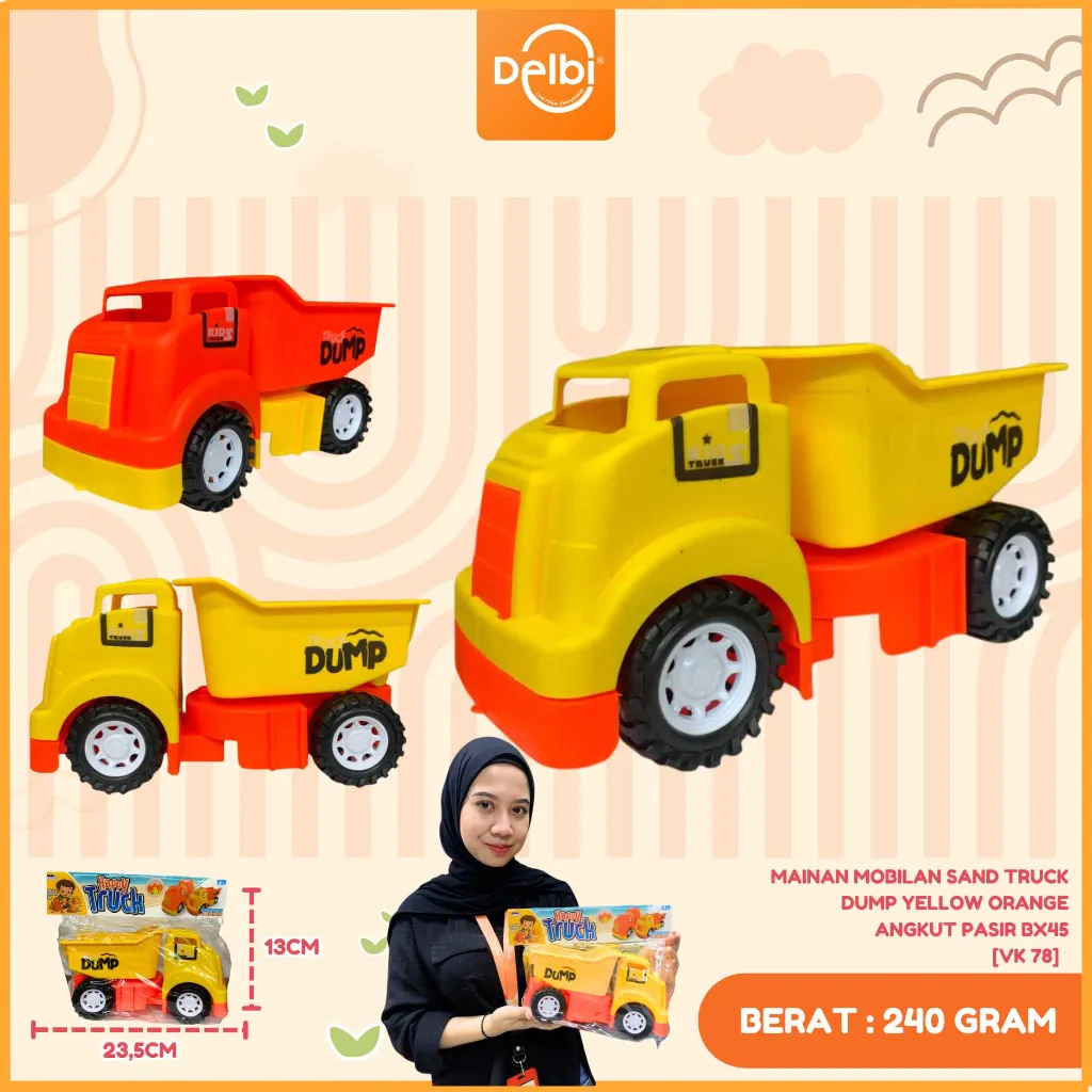 [VK 78] MAINAN MOBILAN SAND TRUCK DUMP YELLOW ORANGE ANGKUT PASIR PLASTIK PP BX45