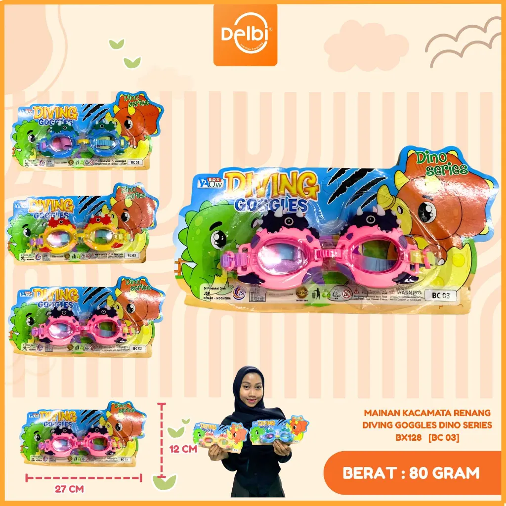 [BC 03] MAINAN KACAMATA RENANG DIVING GOGGLES DINO SERIES BX128