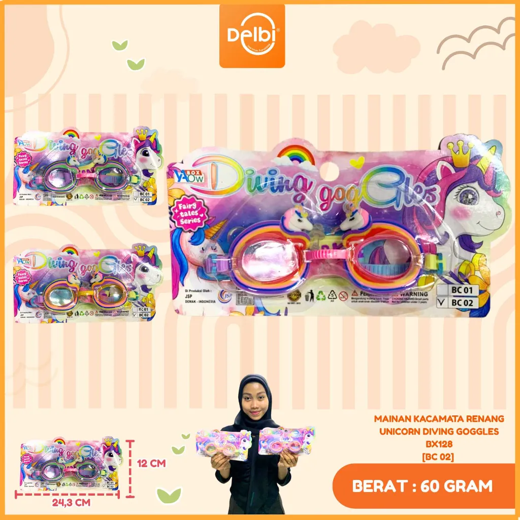 [BC 02] MAINAN KACAMATA RENANG UNICORN DIVING GOGGLES BX128