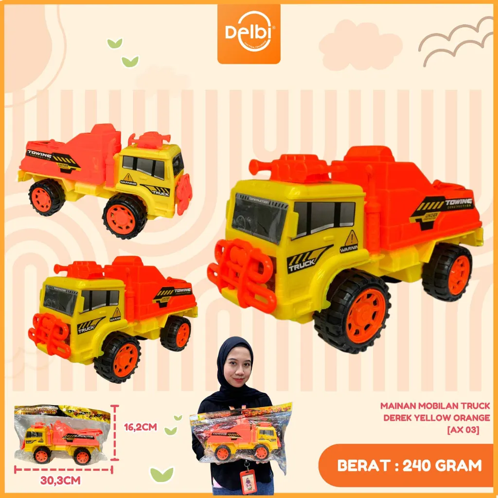 [AX 03] MAINAN MOBILAN TRUCK TRUK DEREK YELLOW ORANGE PLASTIK OPP BX46