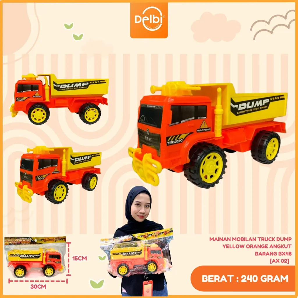 MAINAN MOBILAN TRUCK DUMP YELLOW ORANGE ANGKUT BARANG BX48