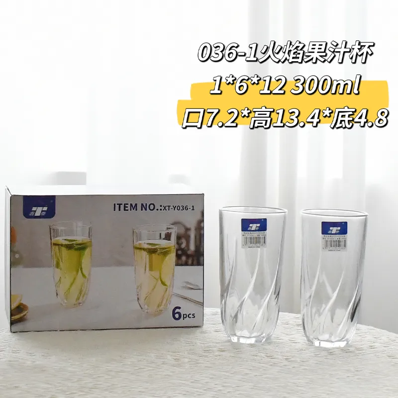 [1210100229] (036-1) (1 PCS) GELAS JUS KACA FLAME 300ML BX6 BX72