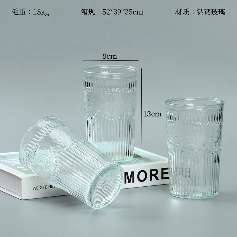 (1 PCS) GELAS KACA RETRO KRISTAL SUNFLOWER 380ML BX72