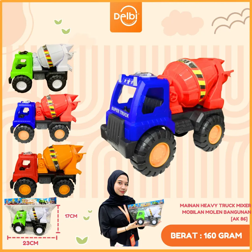 [AK 86] MAINAN HEAVY TRUCK MIXER MOBILAN MOLEN BANGUNAN PLASTIK OPP BX55