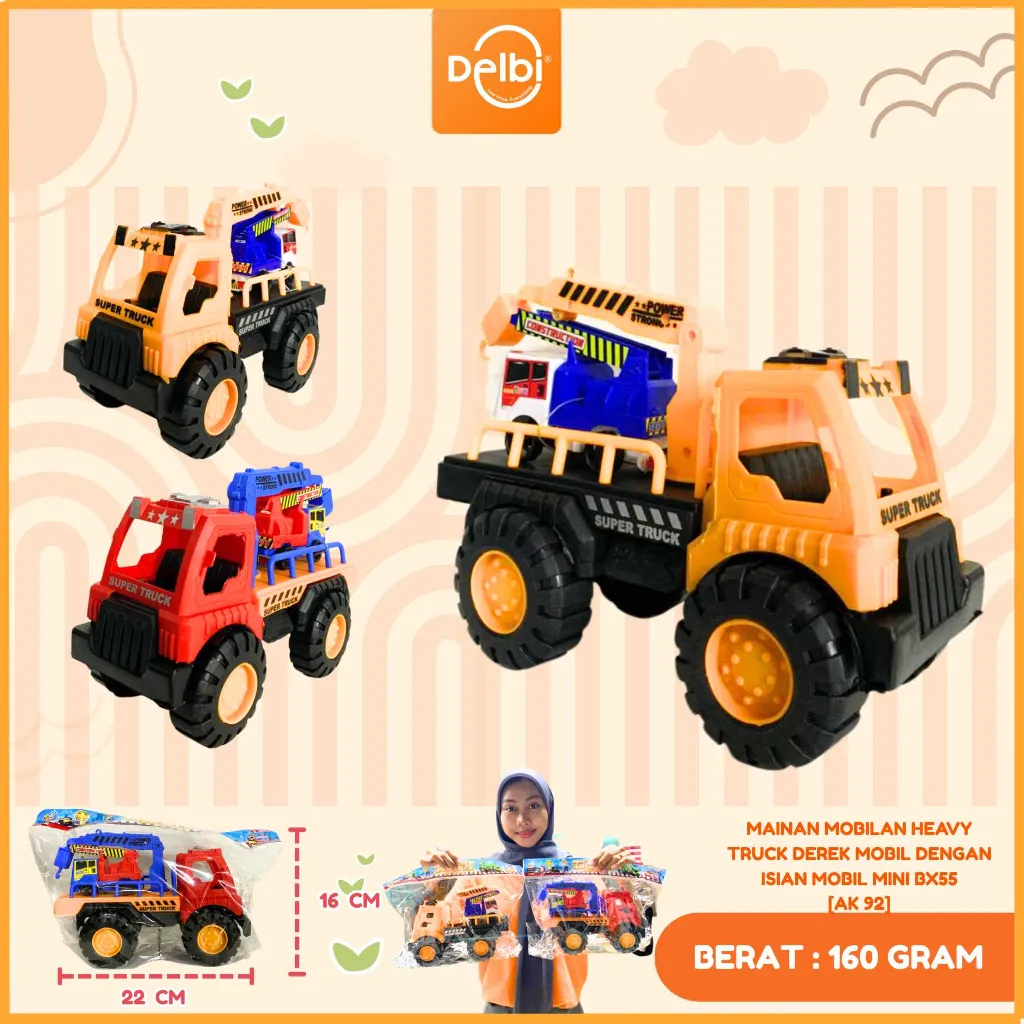 [AK 92] MAINAN MOBILAN HEAVY TRUCK DEREK MOBIL DENGAN ISIAN MOBIL MINI PLASTIK OPP BX55