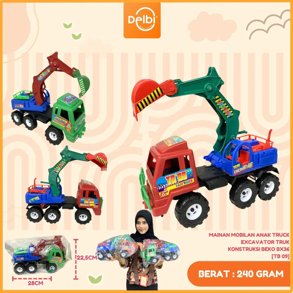 MAINAN MOBILAN ANAK TRUCK EXCAVATOR TRUK KONSTRUKSI BEKO PLASTIK PP BX36