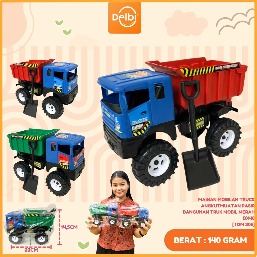MAINAN MOBILAN TRUCK ANGKUTMUATAN PASIR BANGUNAN TRUK MOBIL MERAH PLASTIK PP BX40