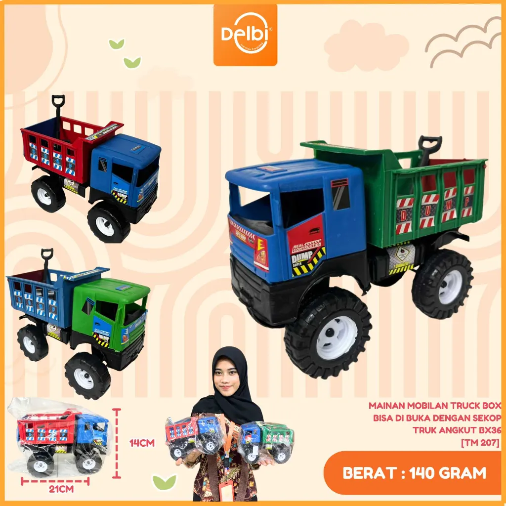 MAINAN MOBILAN TRUCK BOX BISA DI BUKA DENGAN SEKOP TRUK ANGKUT BX36