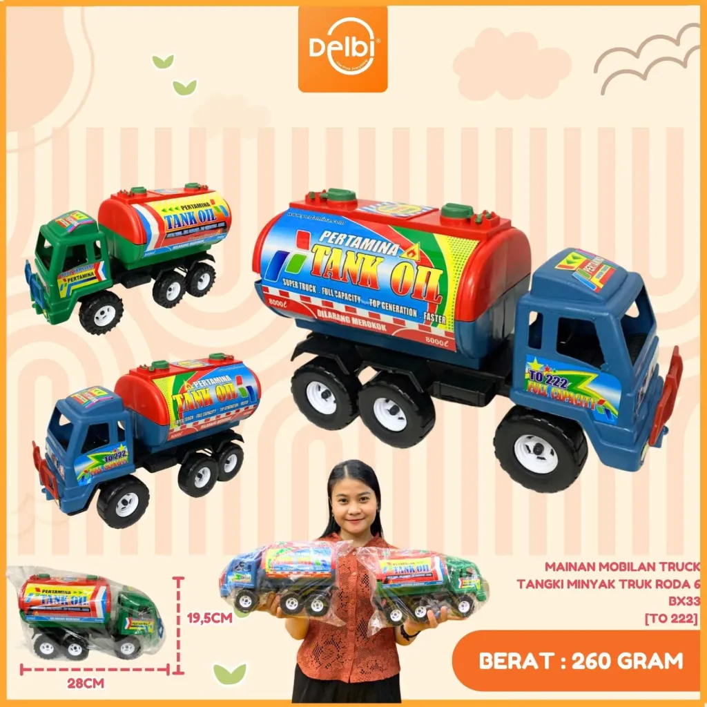 [TO 222] MAINAN MOBILAN TRUCK TANGKI MINYAK TRUK RODA 6 PLASTIK PP BX33