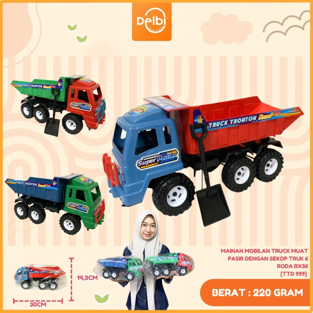 [TTD 999] MAINAN MOBILAN TRUCK MUAT PASIR DENGAN SEKOP TRUK 6 RODA BX36