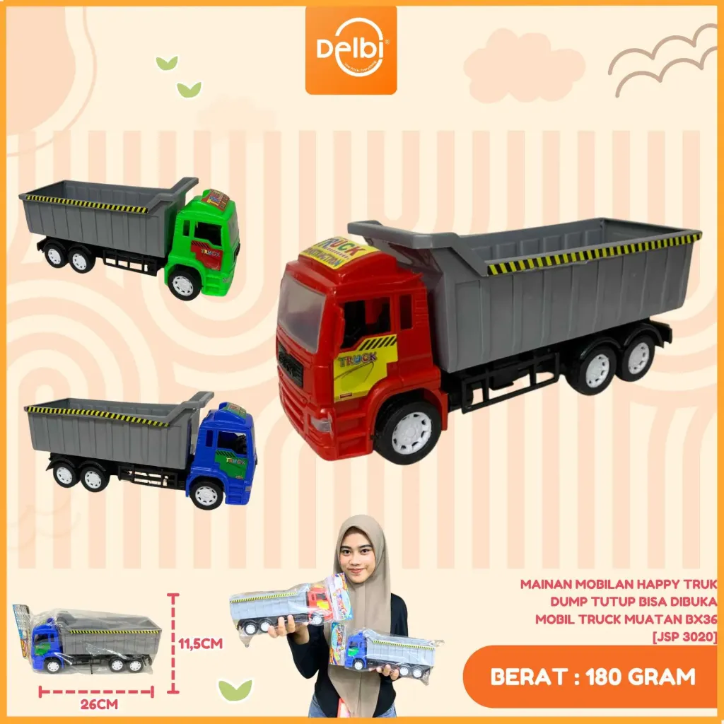 [JSP 3020] MAINAN MOBILAN HAPPY TRUK DUMP TUTUP BISA DIBUKA MOBIL TRUCK MUATAN BX36