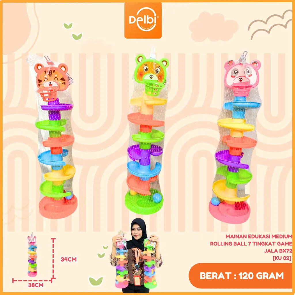 MAINAN EDUKASI MEDIUM ROLLING BALL 7 TINGKAT GAME JALA BX72