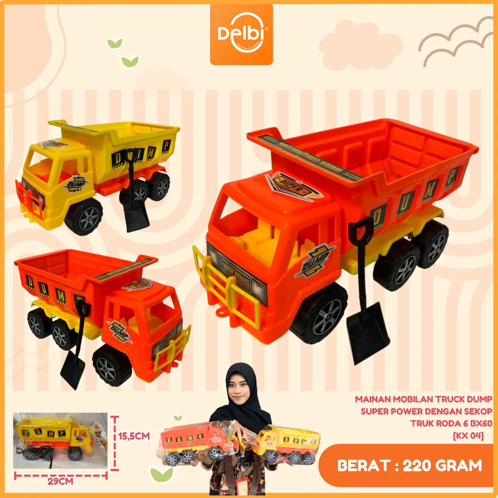 MAINAN MOBILAN TRUCK DUMP SUPER POWER DENGAN SEKOP TRUK RODA 6 PLASTIK OPP BX60
