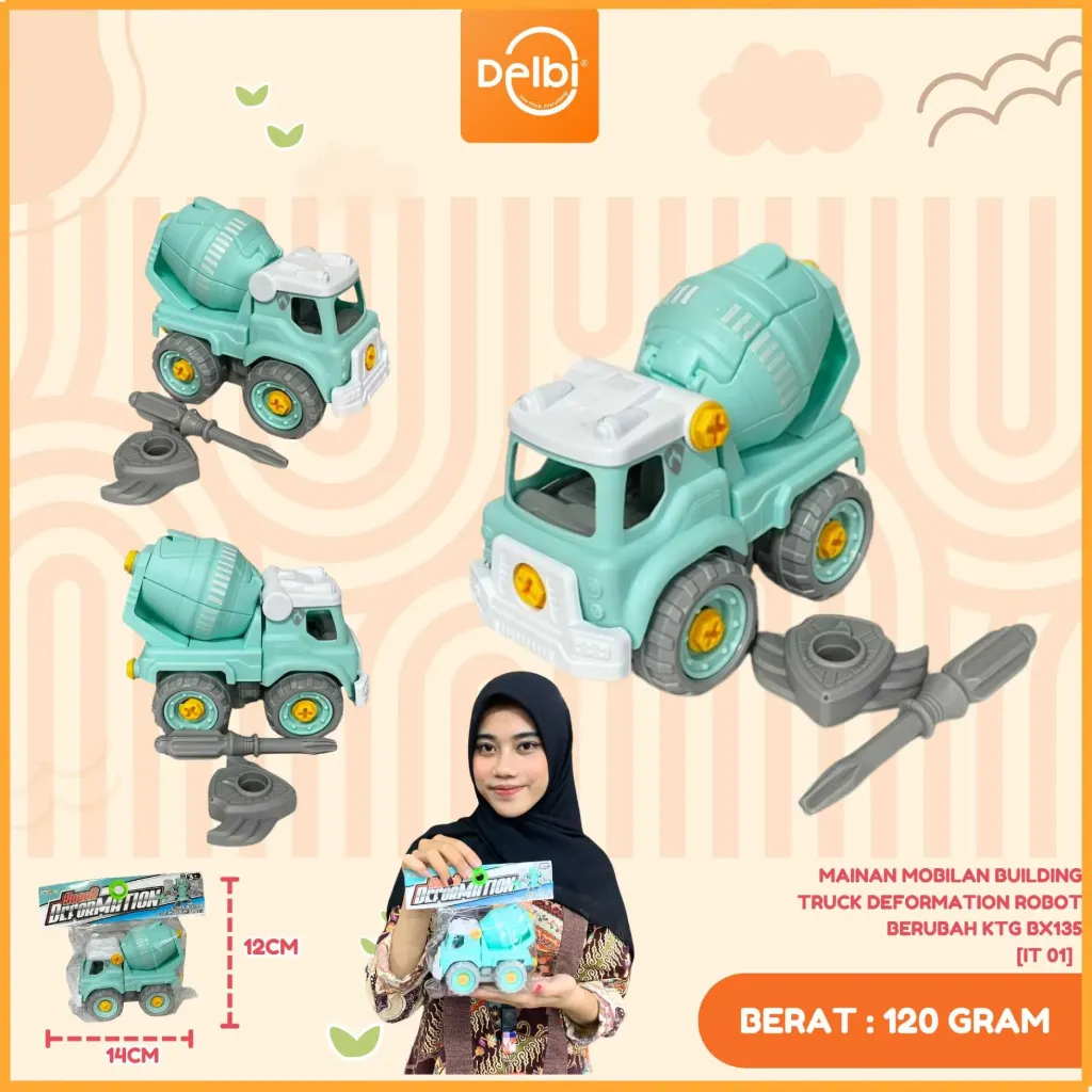 [IT 01] MAINAN MOBILAN BUILDING TRUCK DEFORMATION ROBOT BERUBAH KTG BX135