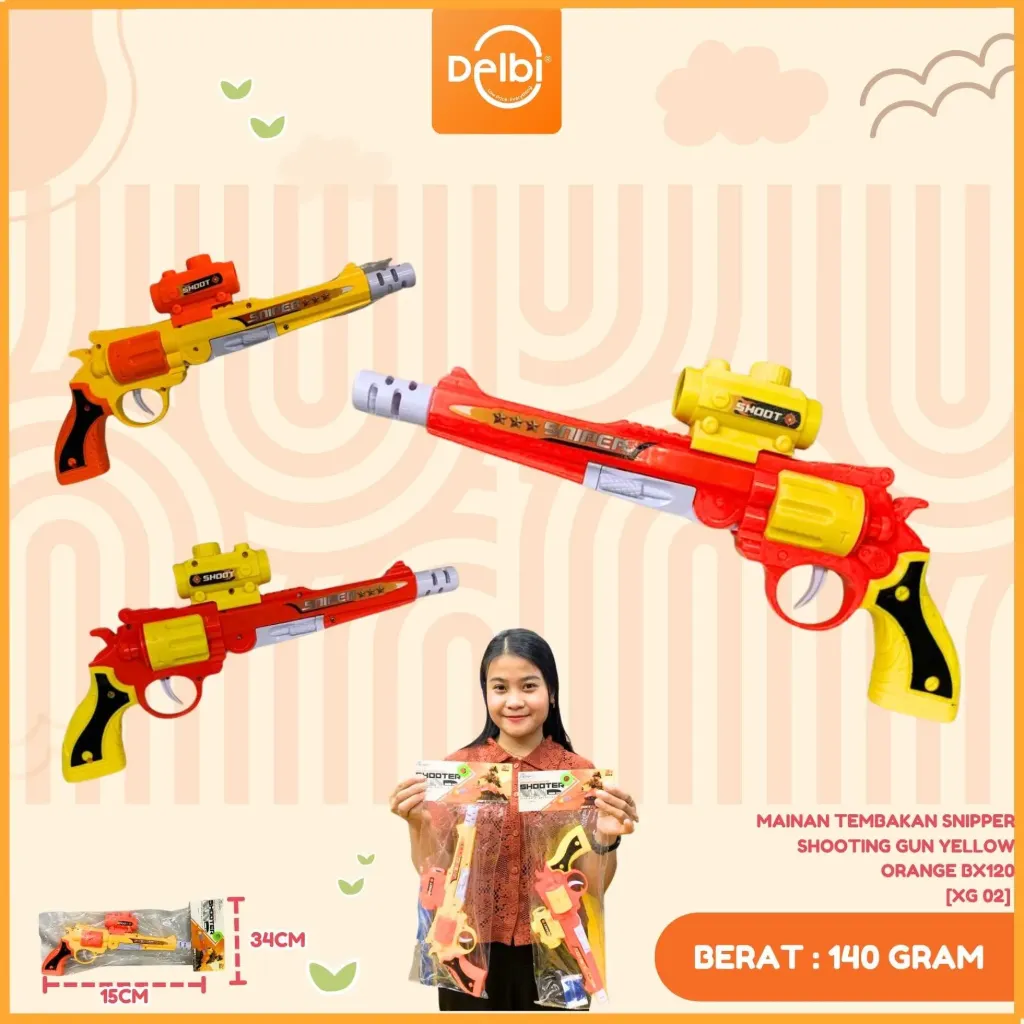 MAINAN TEMBAKAN SNIPPER SHOOTING GUN YELLOW ORANGE BX120