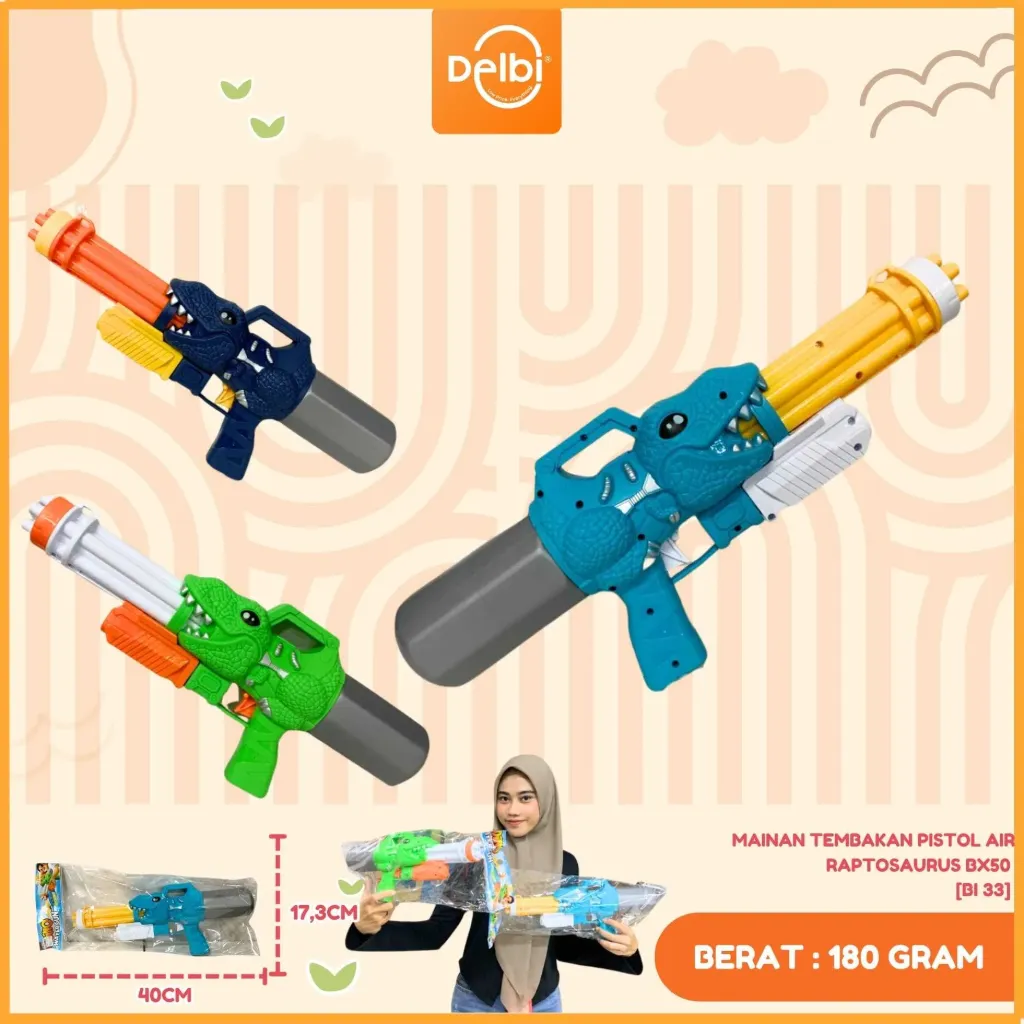 [BI 33] MAINAN TEMBAKAN PISTOL AIR RAPTOSAURUS BX50