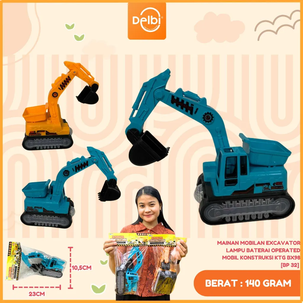 MAINAN MOBILAN EXCAVATOR LAMPU BATERAI OPERATED MOBIL KONSTRUKSI KTG PLASTIK PP BX98