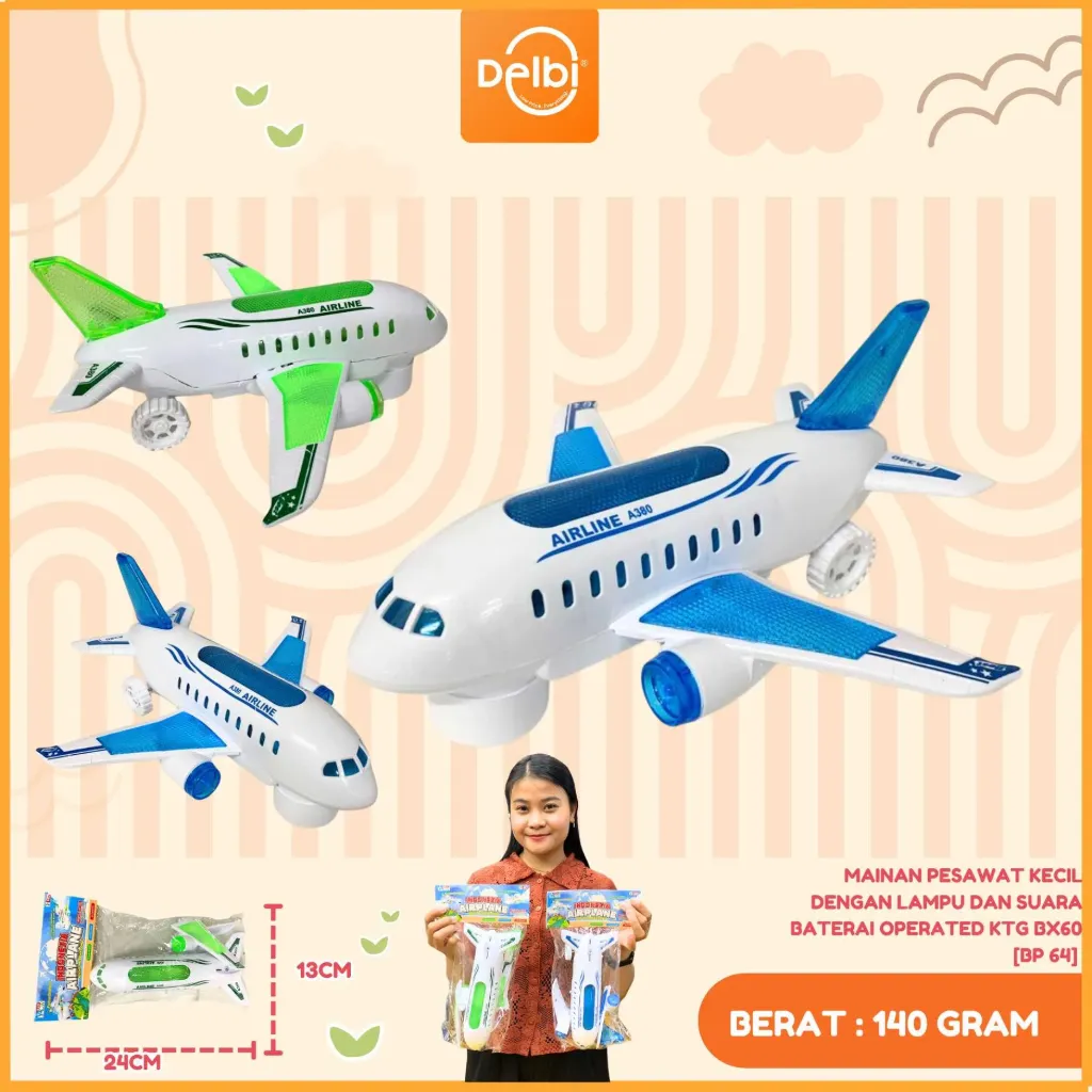 [BP 64] MAINAN PESAWAT KECIL DENGAN LAMPU DAN SUARA BATERAI OPERATED KTG BX60