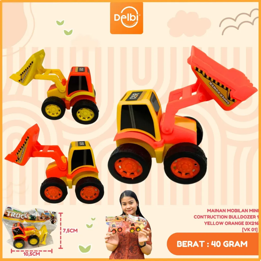 [VK 01] MAINAN MOBILAN MINI CONTRUCTION BULLDOZER 1 YELLOW ORANGE PLASTIK OPP BX216