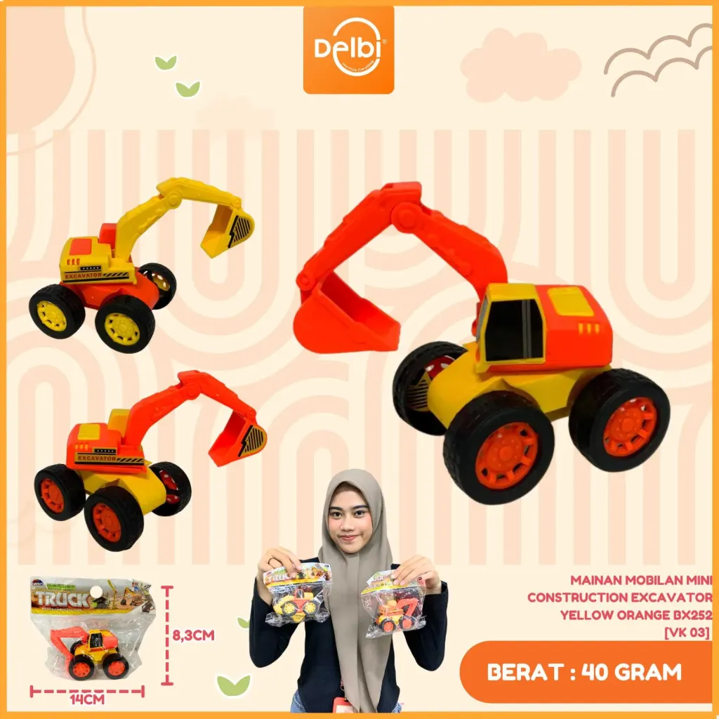 MAINAN MOBILAN MINI CONSTRUCTION EXCAVATOR YELLOW ORANGE PLASTIK OPP BX252