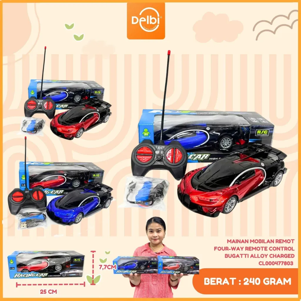 (BJ863-15A) MAINAN MOBILAN REMOT FOUR-WAY REMOTE CONTROL BUGATTI ALLOY CHARGED