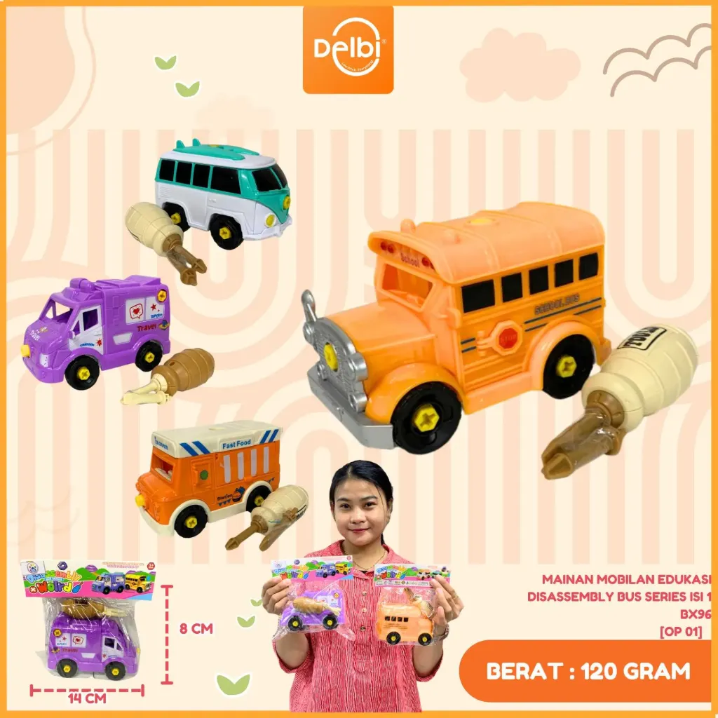 MAINAN MOBILAN EDUKASI DISASSEMBLY BUS SERIES ISI 1 PLASTIK PP BX96