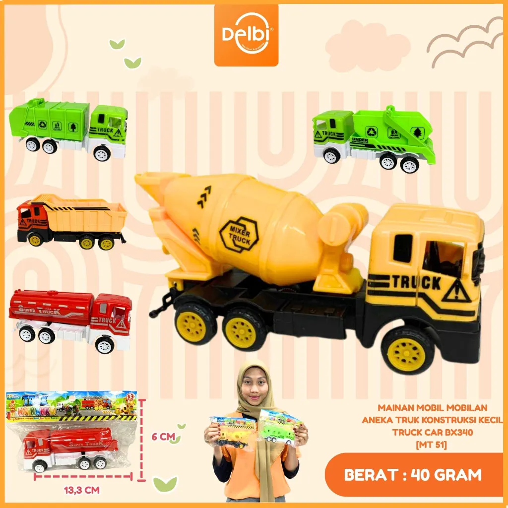 [MT 51] MAINAN MOBIL MOBILAN ANEKA TRUK KONSTRUKSI KECIL TRUCK CAR PLASTIK OPP BX340