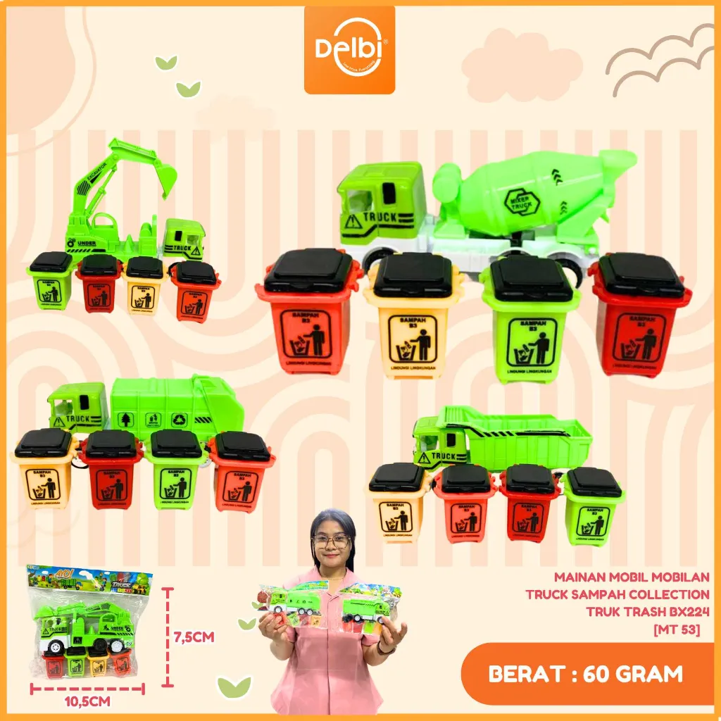 [MT 53] MAINAN MOBIL MOBILAN TRUCK SAMPAH COLLECTION TRUK TRASH PLASTIK OPP BX224