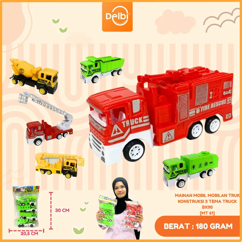 [MT 61] MAINAN MOBIL MOBILAN TRUK KONSTRUKSI 3 TEMA TRUCK PLASTIK OPP BX90