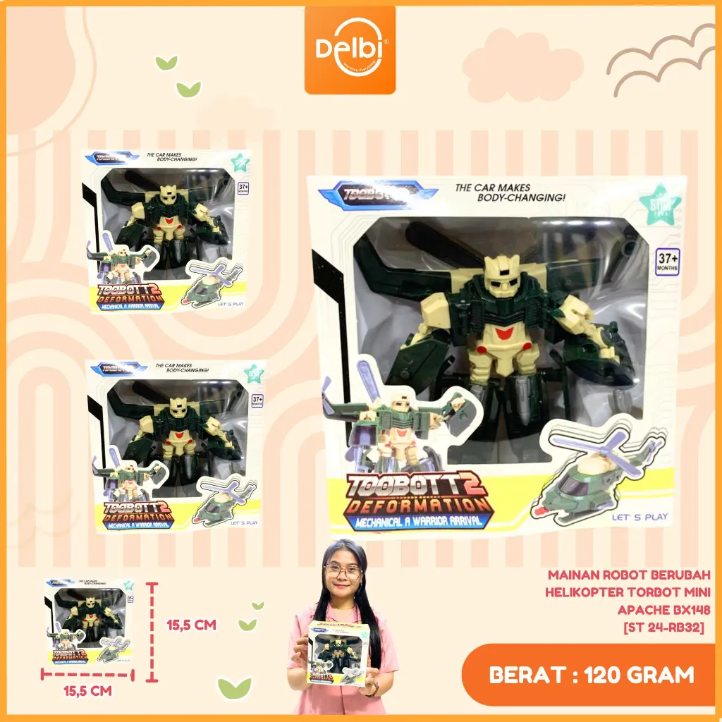 MAINAN ROBOT BERUBAH HELIKOPTER TORBOT MINI APACHE BX148