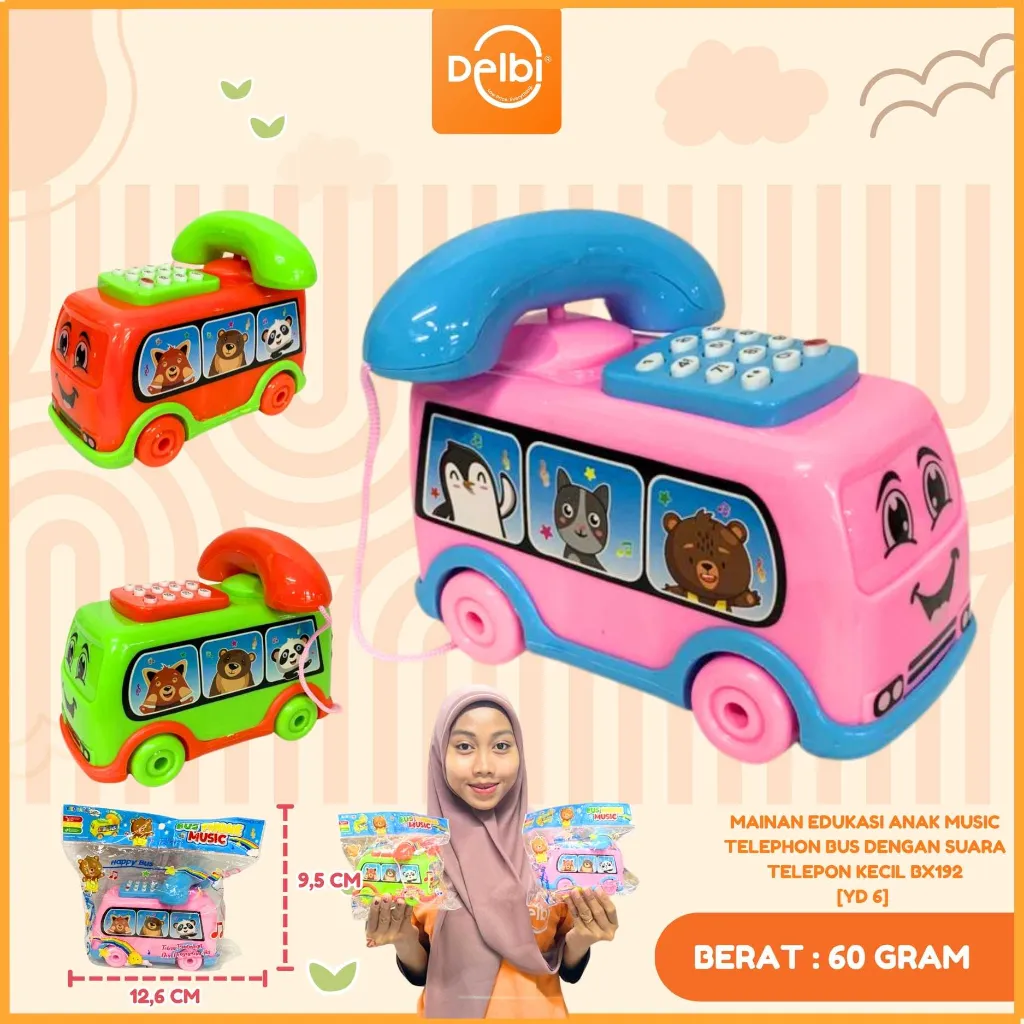 MAINAN EDUKASI ANAK MUSIC TELEPHON BUS DENGAN SUARA TELEPON KECIL BX192