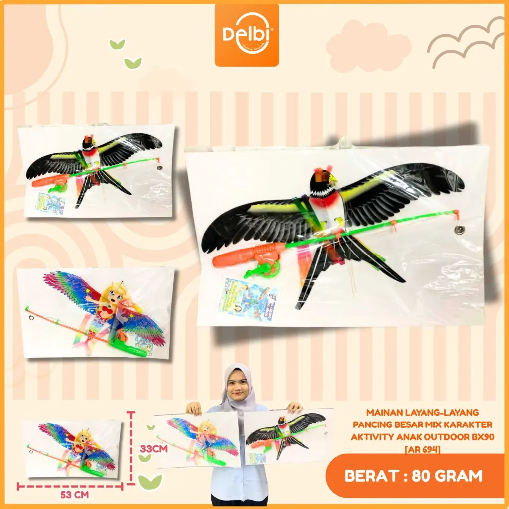 [AR 694] MAINAN LAYANG-LAYANG PANCING BESAR MIX KARAKTER AKTIVITY ANAK OUTDOOR BX90