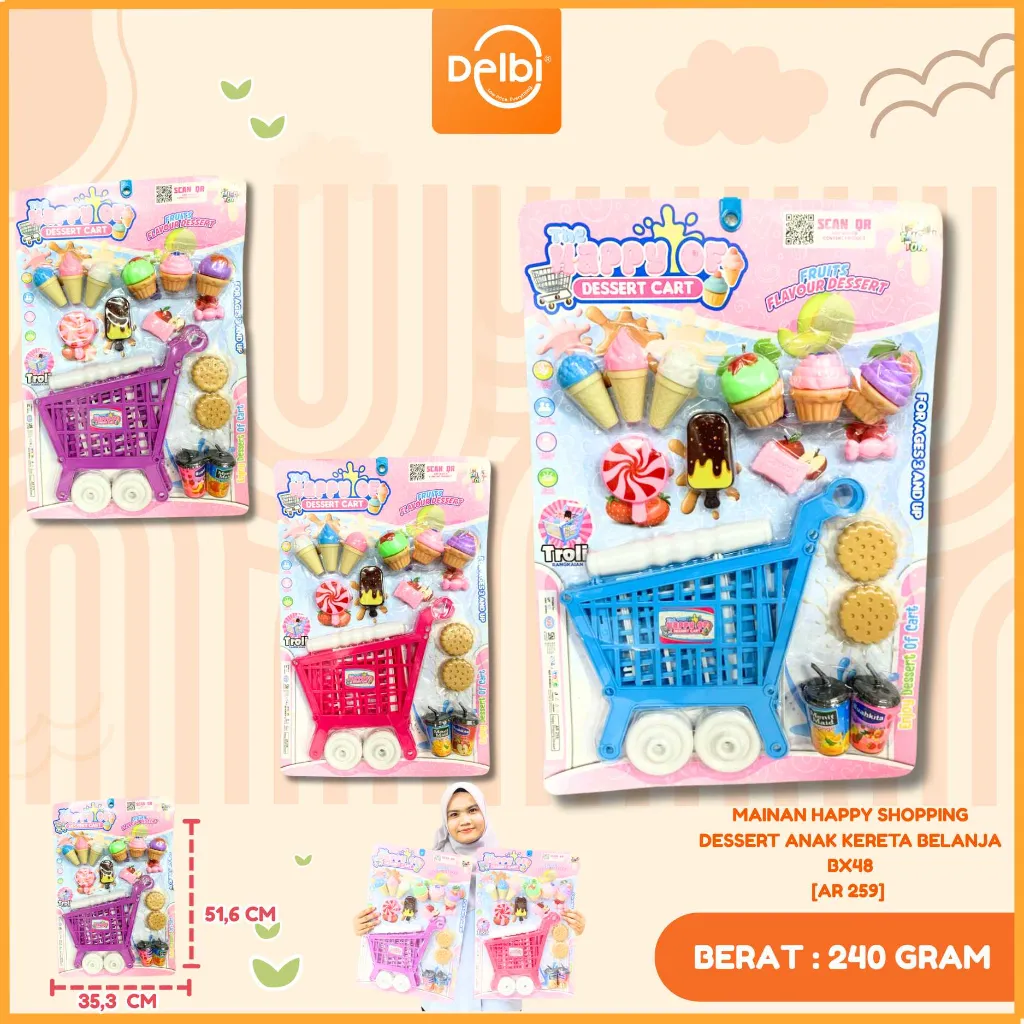MAINAN HAPPY SHOPPING DESSERT ANAK KERETA BELANJA BX48