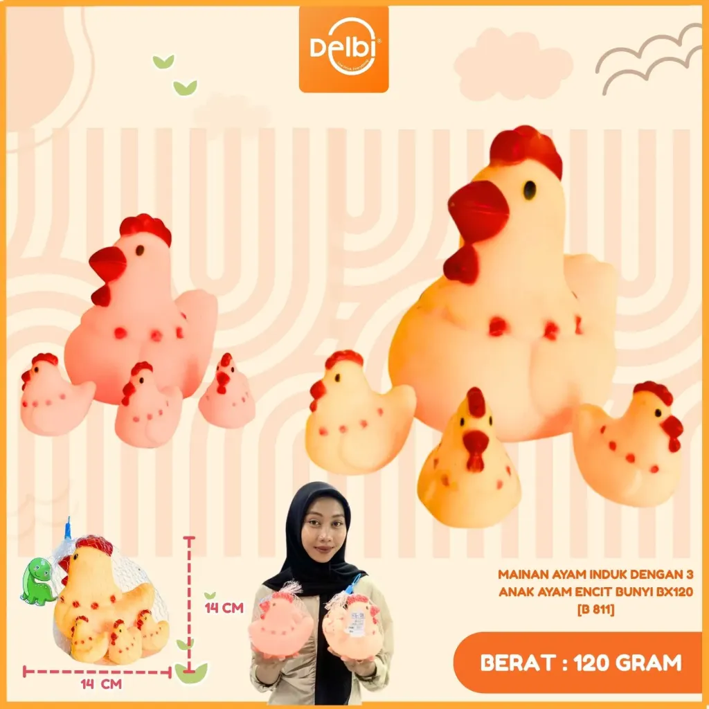 MAINAN AYAM INDUK DENGAN 3 ANAK AYAM ENCIT BUNYI BX120