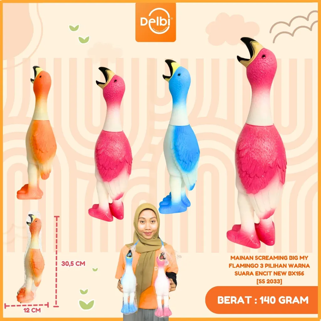 [SS 2033] MAINAN SCREAMING BIG MY FLAMINGO 3 PILIHAN WARNA SUARA ENCIT NEW BX156