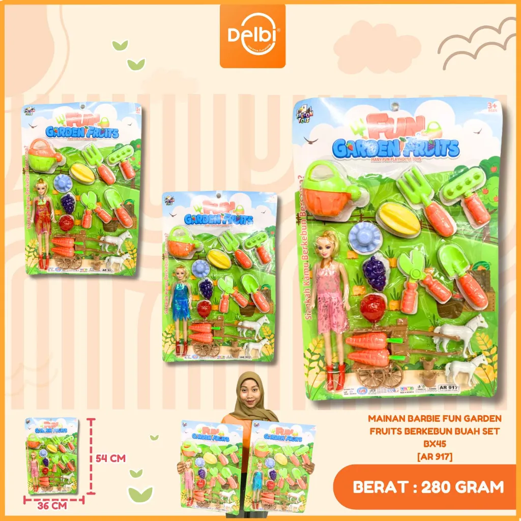 [AR 917] MAINAN BARBIE FUN GARDEN FRUITS BERKEBUN BUAH SET BX45