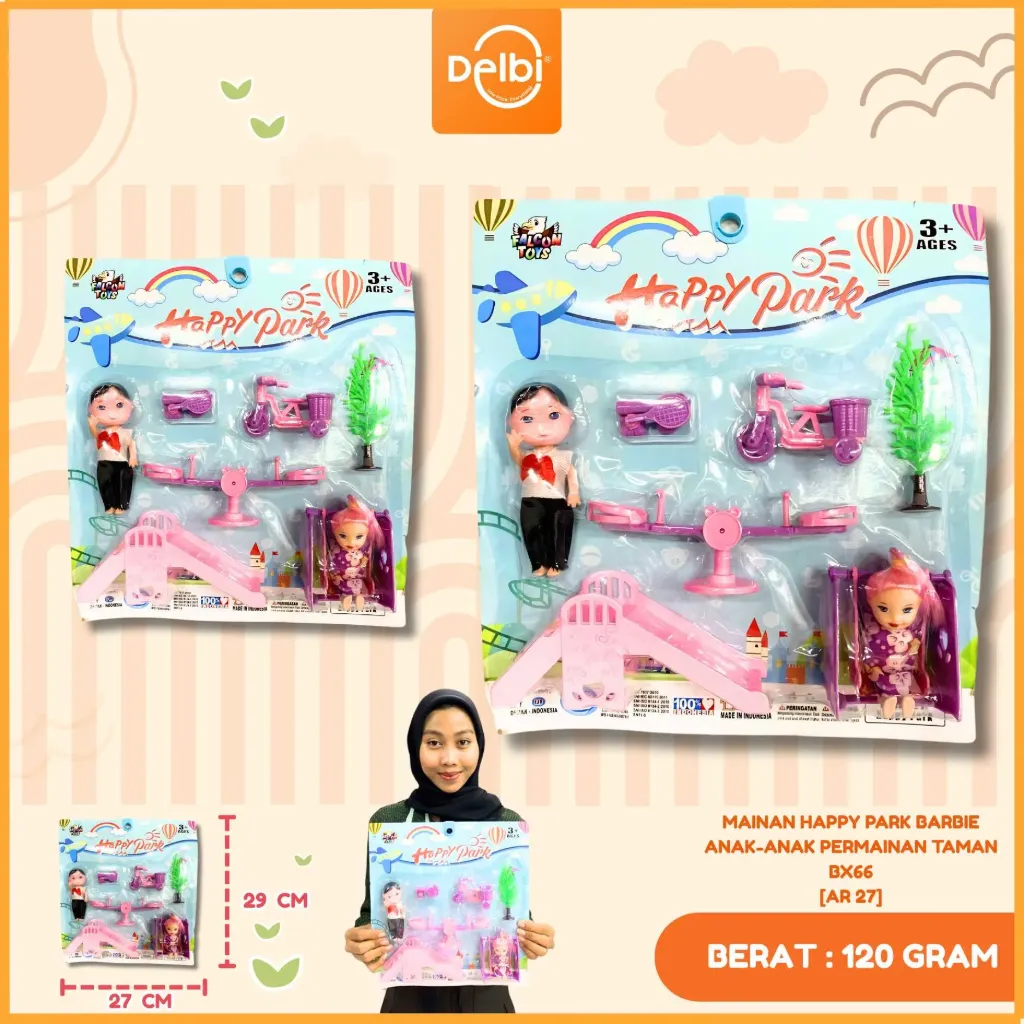 [AR 27] MAINAN HAPPY PARK BARBIE ANAK-ANAK PERMAINAN TAMAN BX66