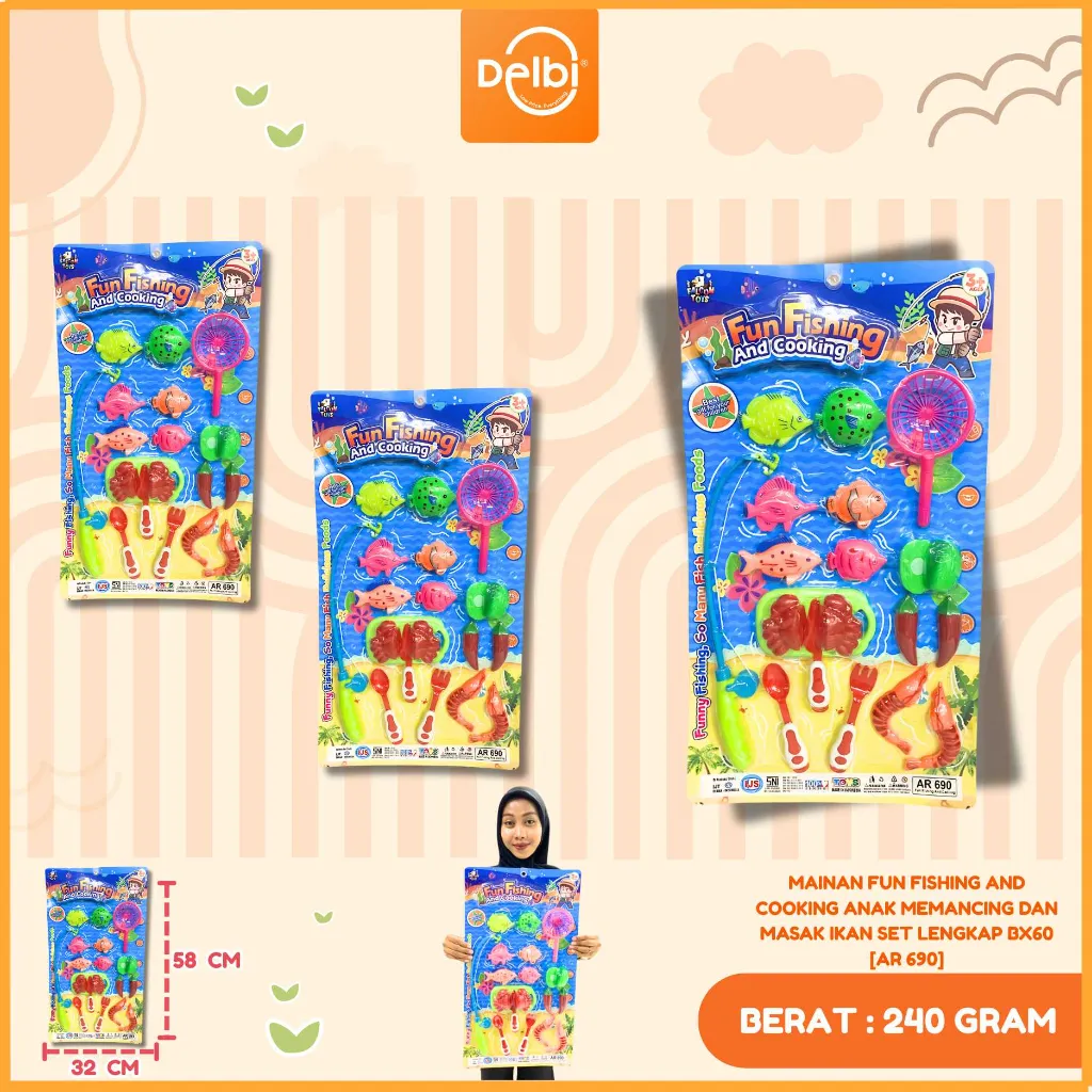 [AR 690] MAINAN FUN FISHING AND COOKING ANAK MEMANCING DAN MASAK IKAN SET LENGKAP BX60